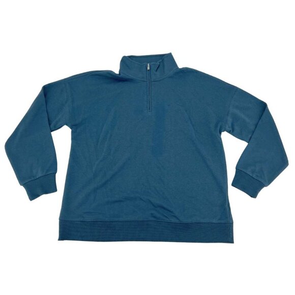 Lazy Pants Women's Blue French Terry Quarter Zip Sweater / Various Sizes - Picture 1 of 2